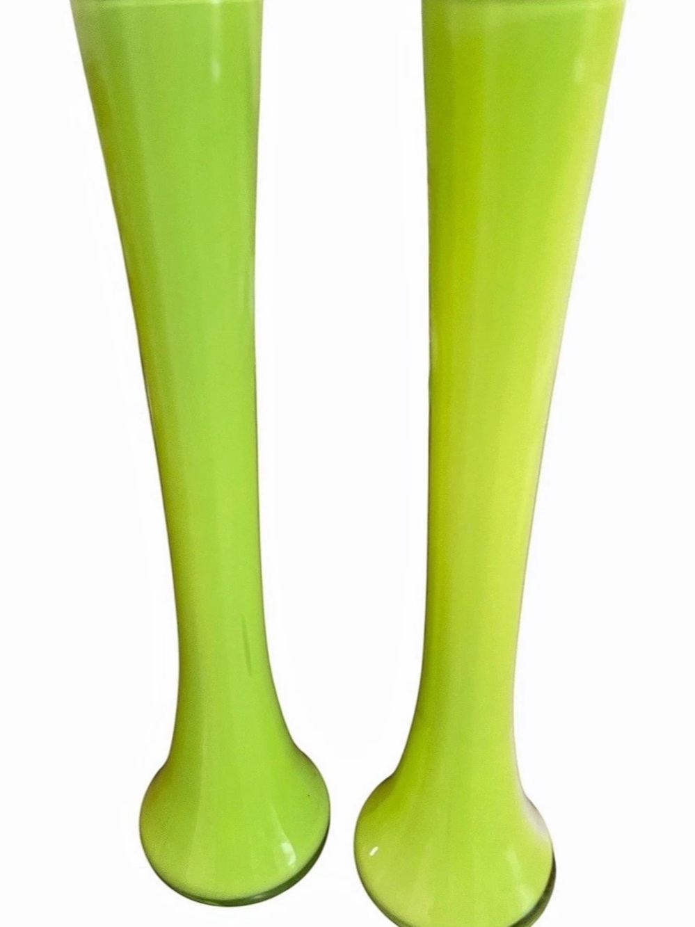 Green & White Color Block Vases Pair